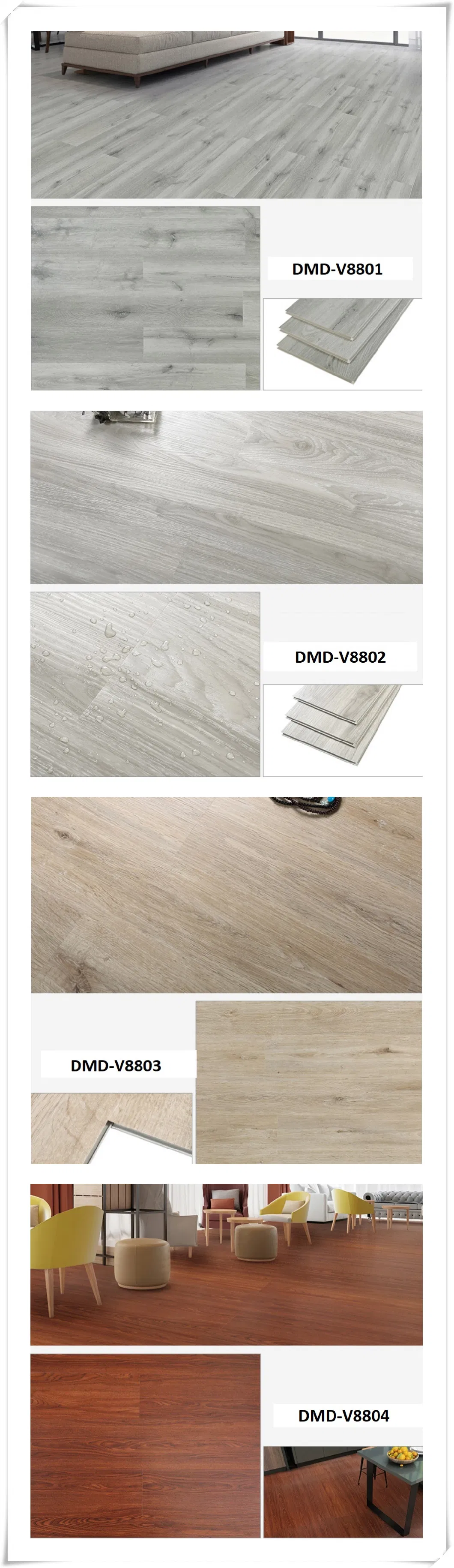 Fire Resistant and Waterproof Plastic Rvp PVC Lvt Vinyl Click Floor